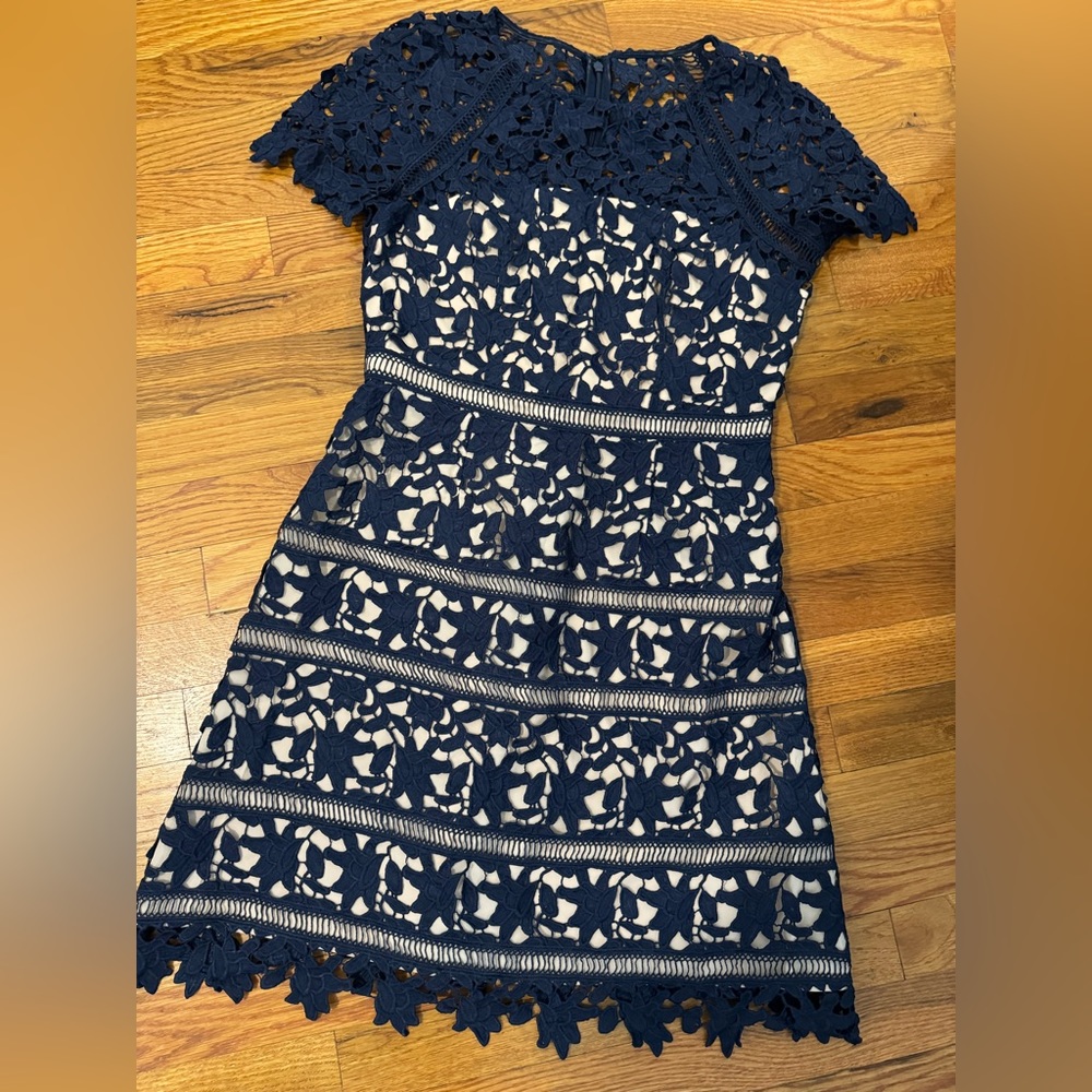 Eliza J navy blue lace dress